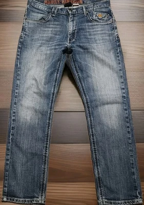 Jeans masculino Harley-Davidson 33(34)x30 azul denim ponto grosso motociclista americano - Imagem 1 de 4