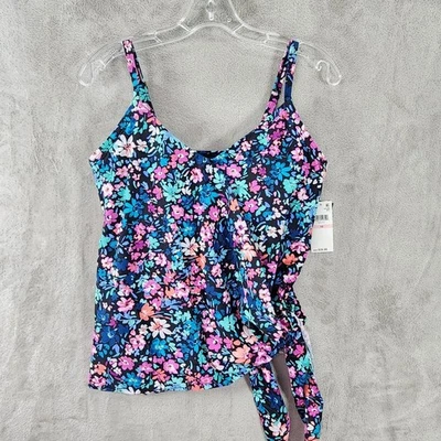 Traje de baño Island Escape floral Tankini Top Siesta Key busto completo con aros talla 10 Foto 1 de 4