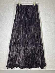 Double D Ranchwear Crushed Velvet Maxi Skirt Deep Purple Womens Sz M Western - Picture 1 of 7
