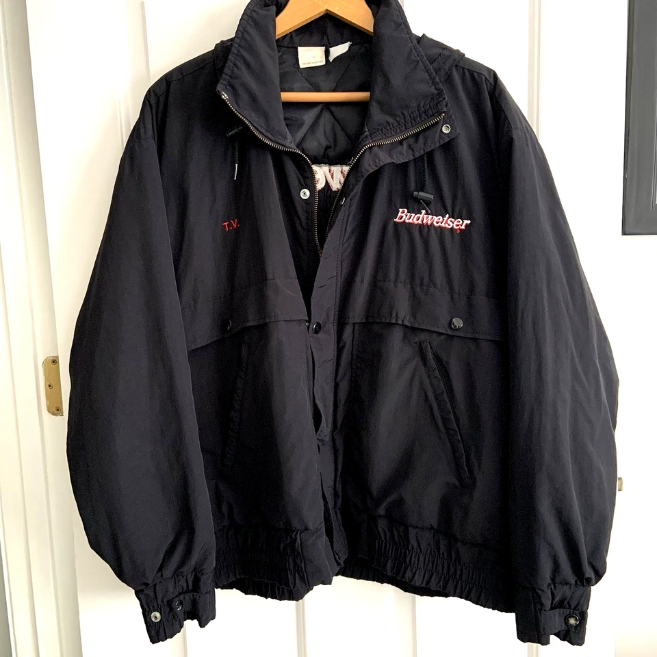 Chaqueta de entrega de bombardero utilitario de trabajo Budweiser Unitog vintage con capucha talla grande Foto 1 de 4