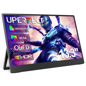 UPERFECT Tragbarer 13,3 Zoll OLED Monitor 1920x1080 USB-C 100000:1 100% DCI-P3 - Afbeelding 1 van 12