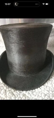 Vintage Mens Black Silk Top Hat with Original Box  - Image 1 of 4