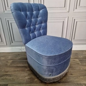 Retro Vintage Button Back Chair – Bedroom Nursing Dressing Boudoir Style Seat - Picture 1 of 24