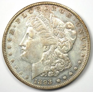 1893 Morgan Silver Dollar $1 Coin - AU Details - Rare Date! - Picture 1 of 2