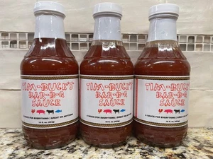 3 BOTTLES Tim Bucks Original Bar-B-Q Barbecue Sauce 16 oz BBQ - Picture 1 of 5