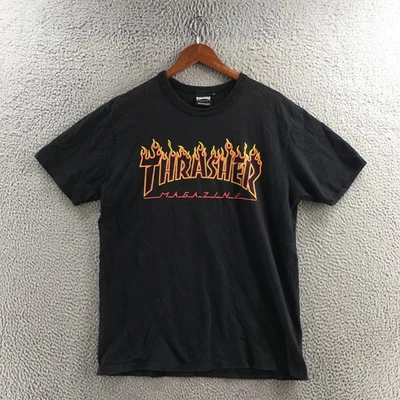 Thrasher Flame Logo Graphic Print T-Shirt Mens XL Black Short Sleeve Crew Neck - image 1 of 4