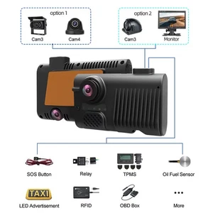 In Car Dash Cam Front and Back Recorder Camera ADAS DMS 1080P Build in 4G GPS  - Picture 1 of 17