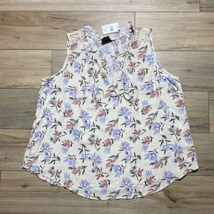 Bobeau ärmellose Damenbluse mit Rüschen und Bindeband Größe 2X mehrfarbig - Bild 1 von 8