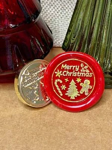 Frohe Weihnachtsbaum & Leckereien Wachssiegel Stempel - Bild 1 von 3