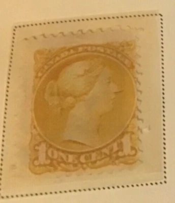 Canada Scott #35 QUEEN VICTORIA yellow 1C 1870 MH Fine/Very Fine Rare condition - Image 1 of 4