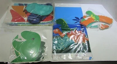  Paquete de fiesta de dinosaurios platos tazas servilletas utensilios cubierta de mesa pancarta Foto 1 de 4