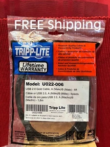 1 Tripp-Lite U022-006 USB 2.0 USB 2.0 Cable  6 ft A (Male) / B (Male) BLK (NIP) - Picture 1 of 5