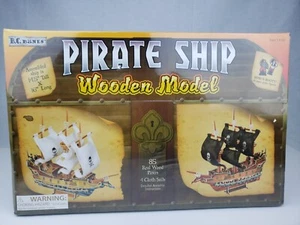 Wooden Pirate Ship Model Kit White Sails Brand New Sealed by BC Bones Toysmith - Picture 1 of 3