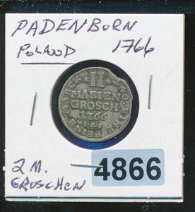 POLAND -  PADENBORN - 1766 SILVER  - 2 M. GROSCHEN - #4866 - rim error - Picture 1 of 2