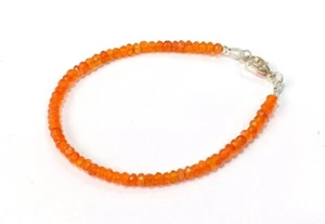A++ Natural Orange Carnelian Faceted Round Gemstone Beaded 3-4MM Bracelets 6-8'' - Picture 1 of 15
