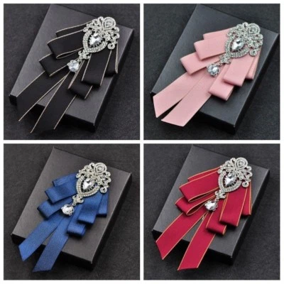 Men's Bow Tie Rhinestone Crystal Satin Tied Necktie Formal Wedding Party Vintage - Image 1 of 4