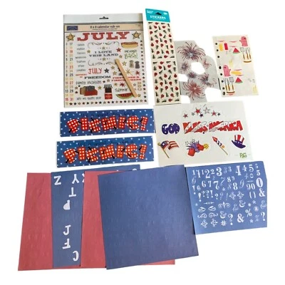 Juego de pegatinas y frotes con temas patrióticos de julio y julio para álbumes de recortes Foto 1 de 4