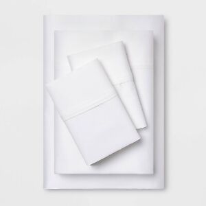 King 400 Thread Count Solid Performance Sheet Set White - Threshold