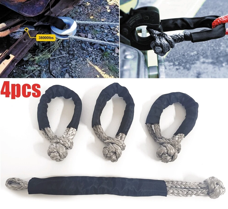 (4 Pcs) Soft Shackle For Off-Road Recovery 40,000 Lbs Breaking Strength Shackles - Image 1 of 4