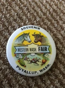 Botón Pinback Puyallup FAIR WESTERN WASHINGTON FAIR DE COLECCIÓN con Mazorca de Maíz Justa de Animales - Imagen 1 de 12