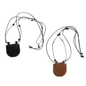 Elegant Retro Sturdy Leather Necklace Bag for Easy Earphone and Coin Access - Picture 1 of 10