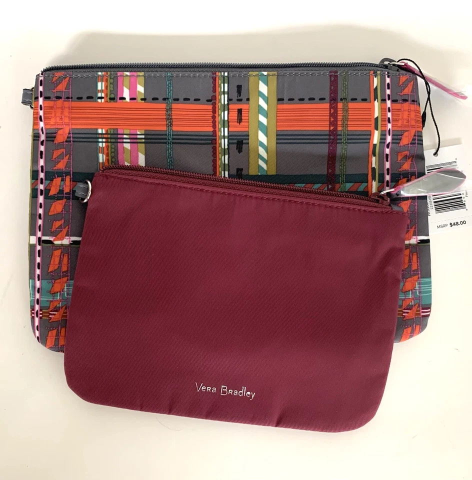 Vera Bradley Midtown Pouch Duo Hawthorn Rose Set 2 Wristlets Swimsuit Bag