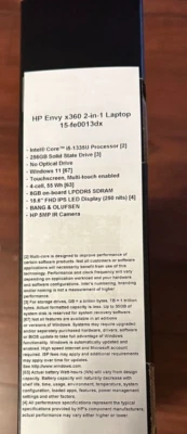 New HP ENVY 15.6" Touch x360 2-in-1 Laptop i5-1335U 8GB Ram 256GB SSD - Image 1 of 4