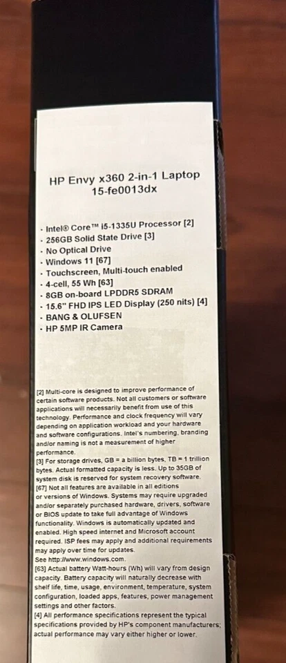 HP Envy x360 15-FE0013 2-IN-1 Core i5-1335U 256GB SSD 8GB 15.6" (1920x1080) TOU