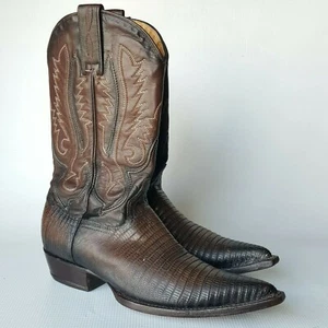 Los Altos Men’s Genuine Lizard Teju Brown Western Cowboy Boots Size 6 EE  Mex 25 - Picture 1 of 8