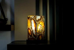 Natural Agate Desk, Side Lamp Handmade in Brazil - Small, Compact 8x4x4" - Picture 1 of 10