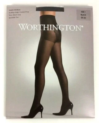 Pantimedias JCPenney Worthington Talla Pequeña Negro Vieira Tanga Panty Control Top Foto 1 de 4