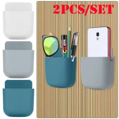 2PCS Wall Mounted Smart TV Remote Control Holder Home Offices Organiser Case - Image 1 of 4