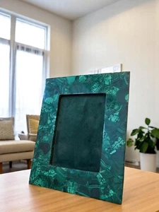5"x7" Natural Malachite Gemstone Photo Frame Unique Gift for Home & Office Decor - Picture 1 of 6