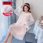 Women Lolita Nightdress Ruffle Lace Mesh Princess Sleepwear Retro Nightgown