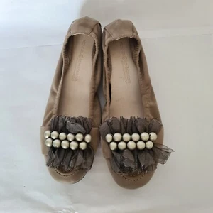 Kennel & Schmenger Stone Suede Flat Ballet Shoes with Pearls - Size EUR 39/UK 6 - Picture 1 of 9