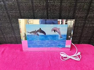 Dolphins In The Ocean 18" Inch Picture Wall Art Hanging Decor With Light & Sound - Picture 1 of 6