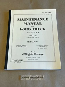 TM-10-1349 Maintenance Manual for Ford Truck 1/4 Ton 4x4 GPW - Picture 1 of 1