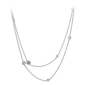 Diamond By The Yard Necklace Solid Sterling Silver 925 Link Chain 18 Inches Gift - Picture 1 of 2