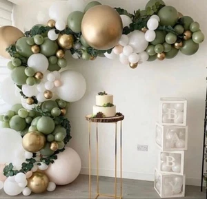152 Pieces Sage Green Gold Balloon Garland Arch Kit Birthday Baby Shower Wedding - Picture 1 of 3