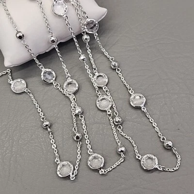 Collar Bisel Abierto Alfani Cuentas Acrílico Transparente Estación Tono Plata Cadena 60" Foto 1 de 4