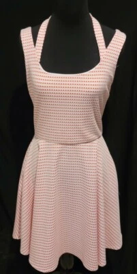 Nuevo con etiquetas Vestido Princesa Bloomimgdales/aqua Sin Mangas Halter Naranja/Blanco Cuadrados M Foto 1 de 4