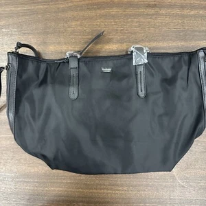 NEW Botkier New York Womens Black Nylon Tote Faux Leather Shopper Bag - Picture 1 of 3