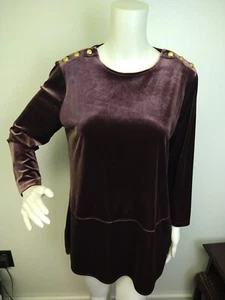 Lauren Ralph Lauren Womens Velvet Tunic Top Size L Purple Long Sleeve Old Money - Picture 1 of 12