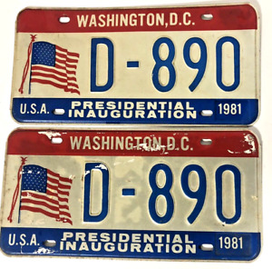 License Plate Washington DC 1981 Presidential Inaugural  Reagan Pair D - 890