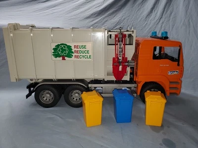 Bruder Toys 1:16 Scale MAN TGA Side Loading Garbage Truck ORIGINAL CANS/BINS - Image 1 of 4