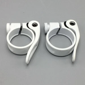 Road MTB Bike Seat Post Clamp Quick Release Seatpost Clamps White 31.8/34.9mm - Picture 1 of 11