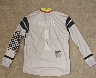 Very Rear Rene Higuita Hand Signed Columbia Jersey#1 With Beckett COA  - Image 1 of 4