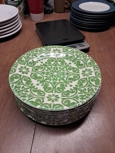 9 Pier 1 Royal Regal Trellis Lime Green Melamine 8 3/8” Salad Plates Euc - Picture 1 of 11