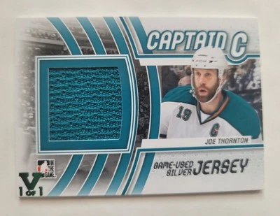 2011-12 In The Game Captain C Series Joe Thornton Silver Jersey V 1/1 #M-28 - Image 1 of 4