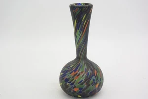 Handgefertigte mundgeblasene Glas gesprenkelte bunte Blumenvase anmutig 8" hoch, 4,5" Sockel - Bild 1 von 5